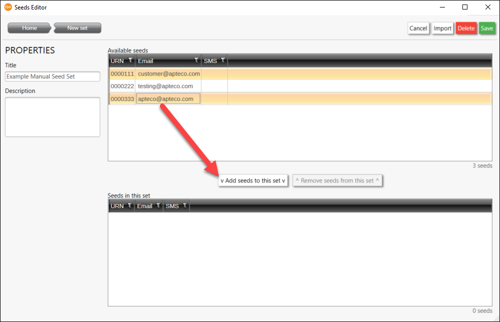 Seeds Editor Add Seeds to Set Seeds Editor Add Seeds to Set