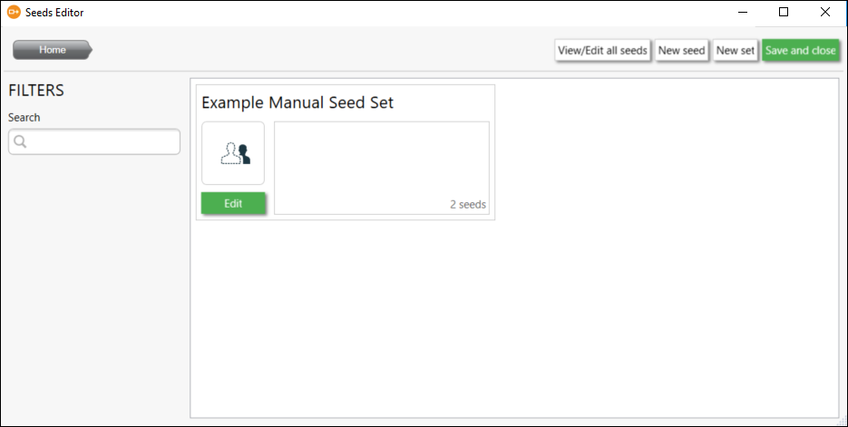 Seeds Editor Edit a Seed Set Seeds Editor Edit a Seed Set
