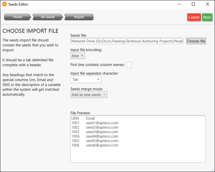 Seeds Editor Import Preview Seeds Editor Import Preview