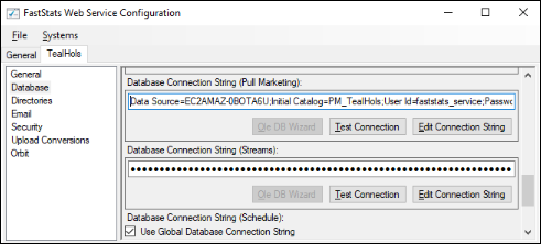 FastStats web service configuration FastStats web service configuration