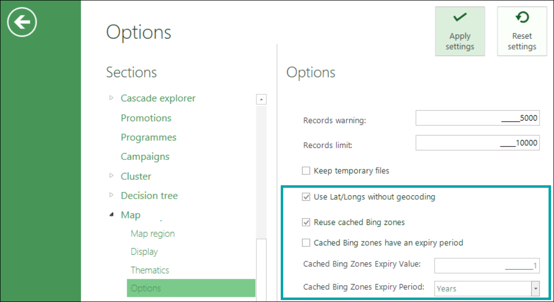 Bing API options