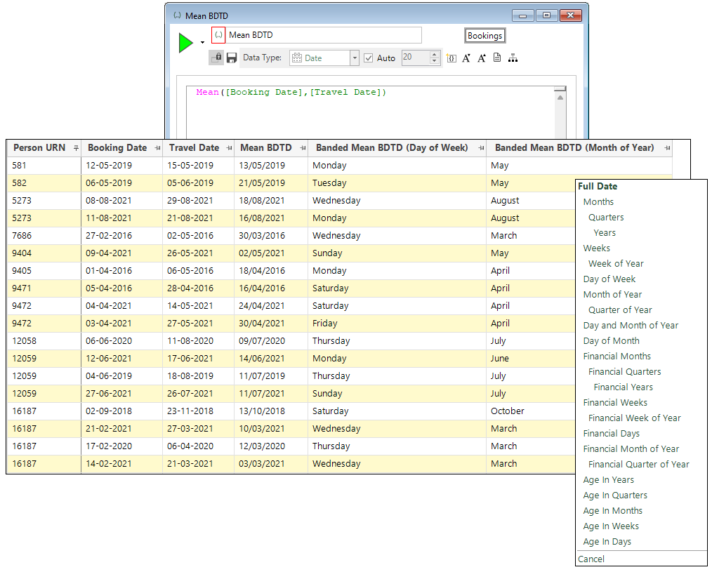Banded Date/Datetime Expression Columns in Data Grids
