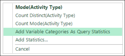 Add Variable Categories As Query Statistics menu option
