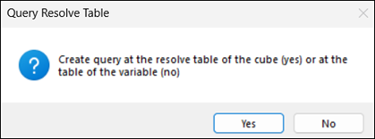 Query Resolve Table dialog