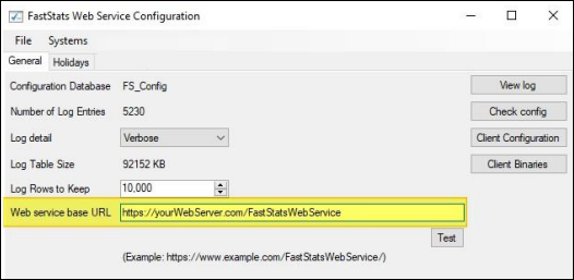 Web service base URL